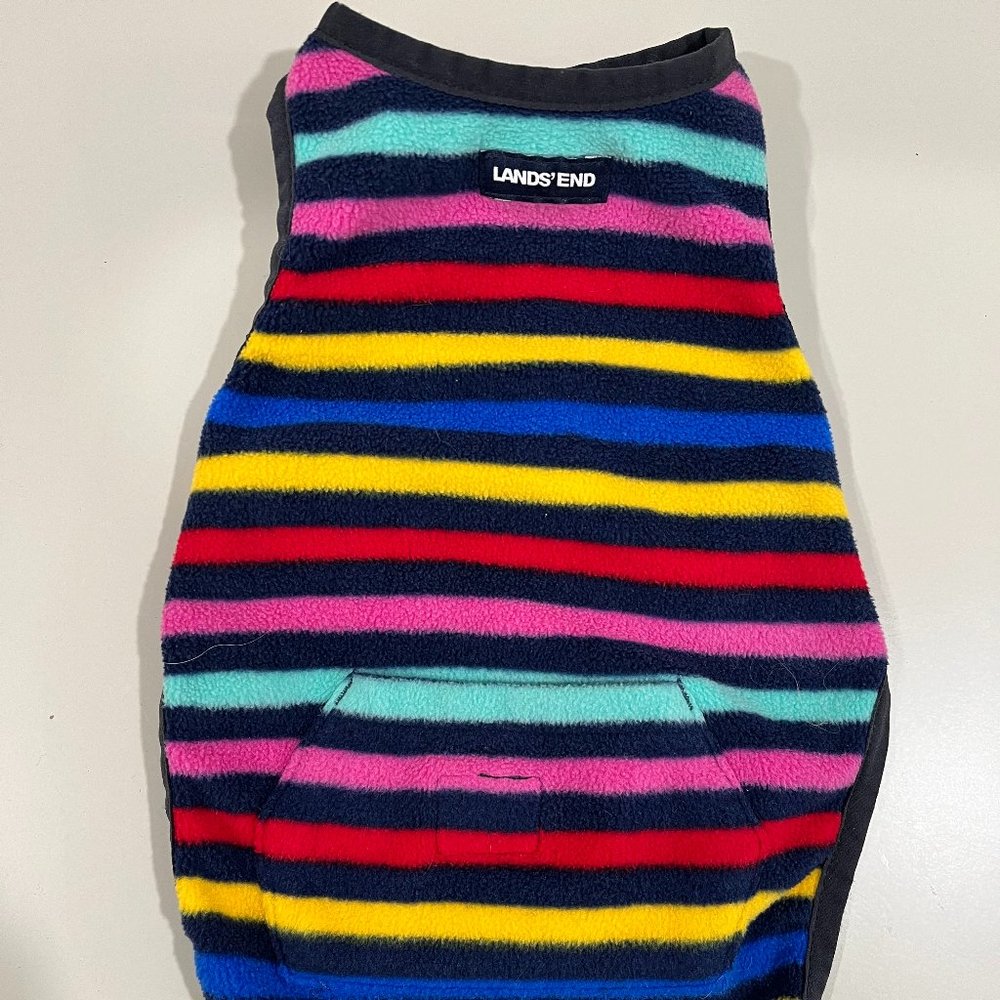 Striped Lands End Fleece dog sweater size XS